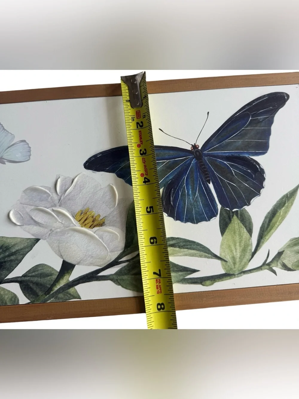 Butterfly Floral Wall Art Framed Cottagecore Botanical Decor 20x8